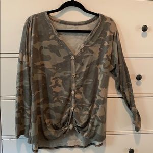 🔥Camo Button and Tie front